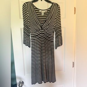 Max Studio Navy and Gray Striped Dress